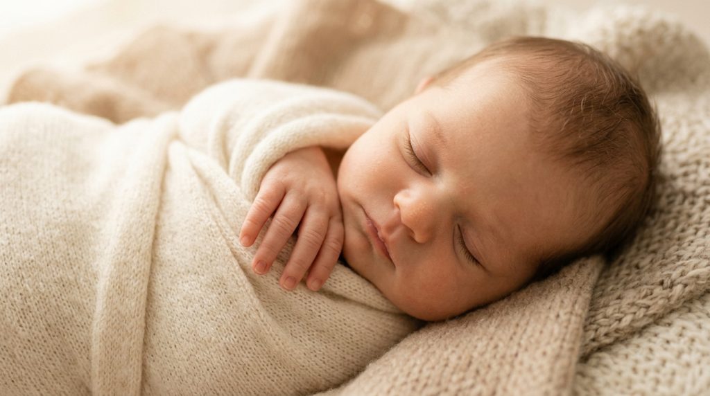 Newborn_baby_resting_beige_backdrop